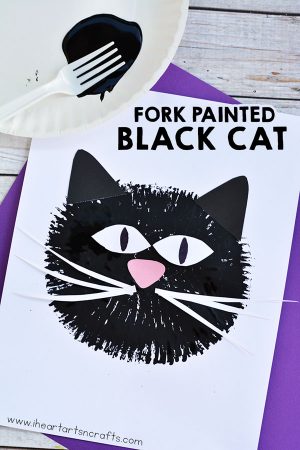 Fork Painted Black Cat Craft for Kids