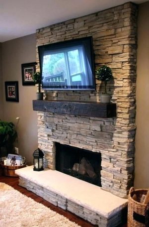 Gas Fireplace Mantels with TV Above