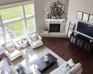 Living Room Furniture Layout with Corner Fireplace