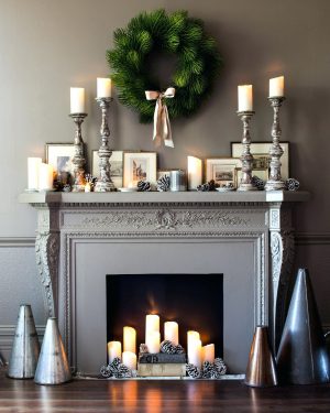 Pillar Candle Holders for Fireplace