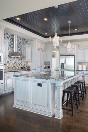Tray Ceiling Lighting in Kitchen