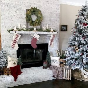 White Distressed Look Painted Fireplace - Interior Ideas