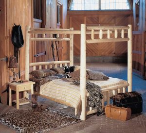 Log Canopy Bed Queen