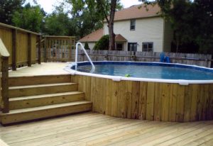 Semi Inground Pool with Deck