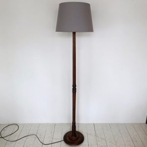Vintage Dark Stained Wooden Floor Lamp