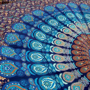Blue Mandala Indian Print Tapestry