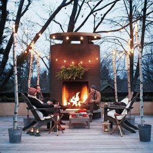 Winter Patio With Fireplace