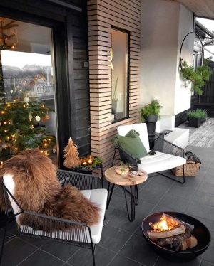 Winter Terrace Decor Ideas Fire